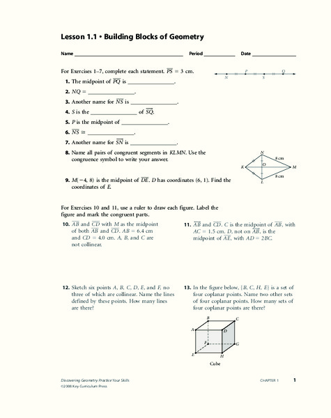 Building Blocks of Geometry Worksheet