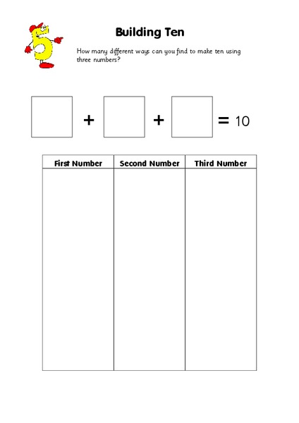 Building Ten Worksheet