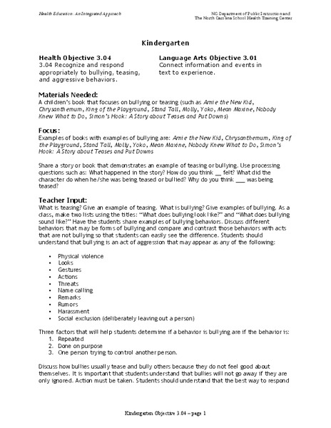 Bullying Lesson Plan