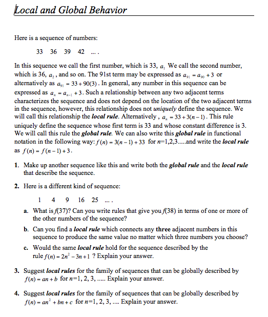 Local and Global Behavior Assessment