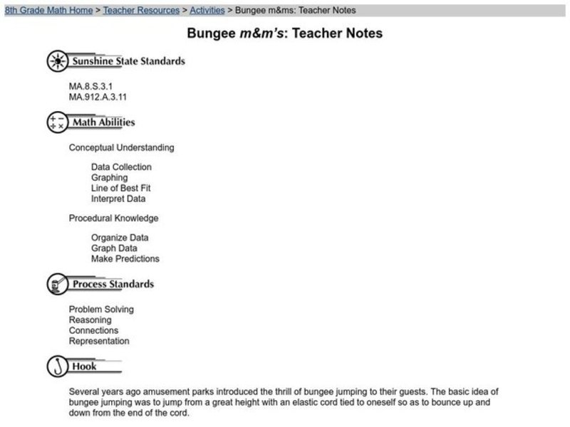 Bungee M&M's Lesson Plan