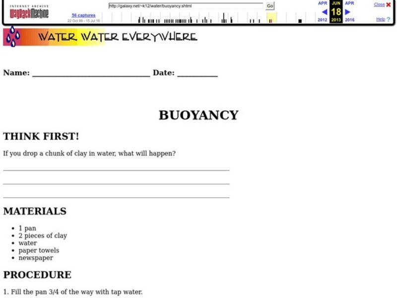 Buoyancy Worksheet