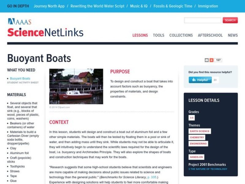 Buoyant Boats Lesson Plan