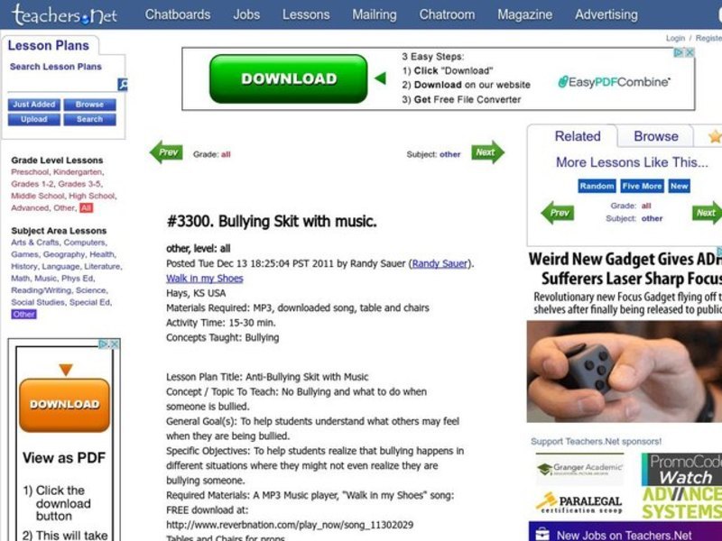 Bullying Skit with Music Lesson Plan