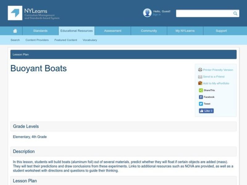 Buoyant Boats Lesson Plan