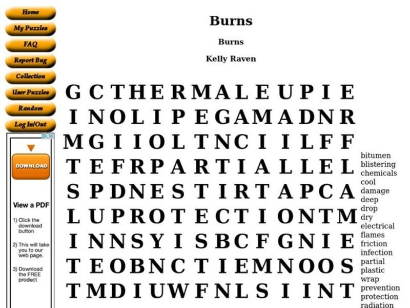 Burns Worksheet