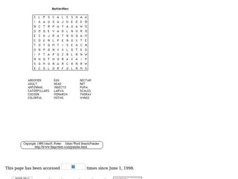 Butterflies Worksheet
