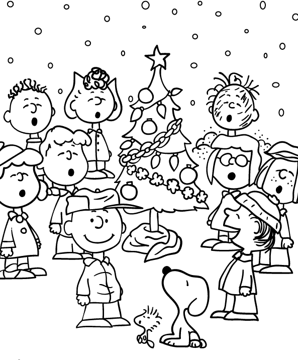 Charlie Brown Christmas Coloring Pages with the Peanuts Gang Worksheet