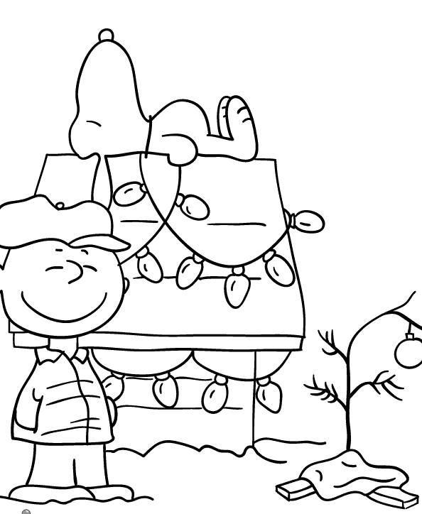 Charlie Brown Christmas Coloring Page with Snoopy Worksheet