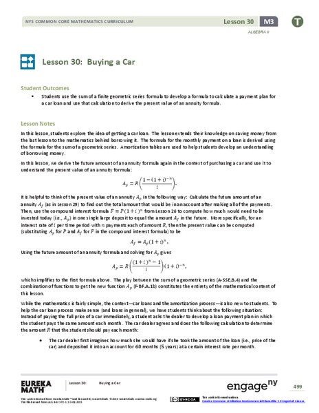 Buying a Car Lesson Plan