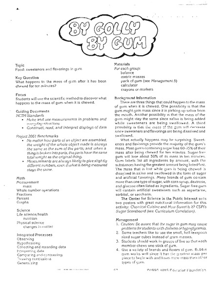 By Golly By Gum Lesson Plan