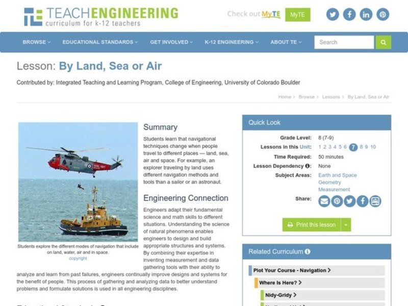 By Land, Sea or Air Lesson Plan