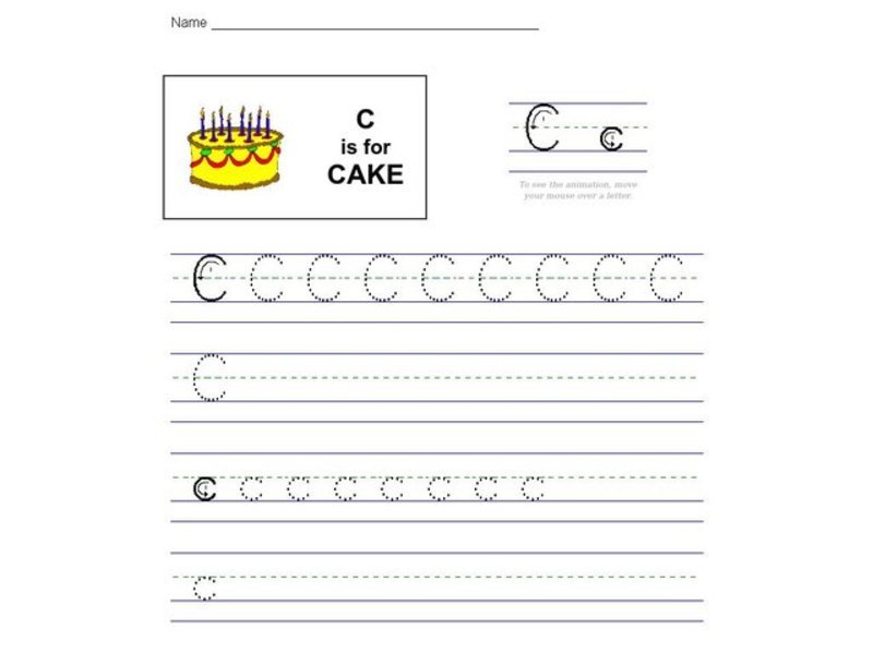 C is for Cake Worksheet