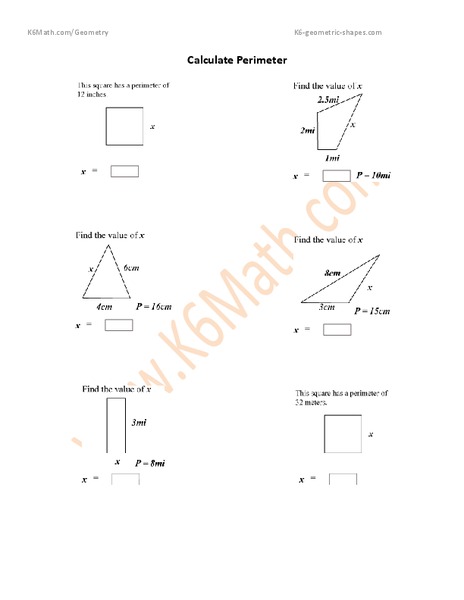Calculate Perimeter Worksheet