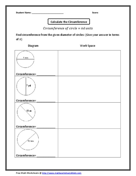 Calculate the Circumference Worksheet