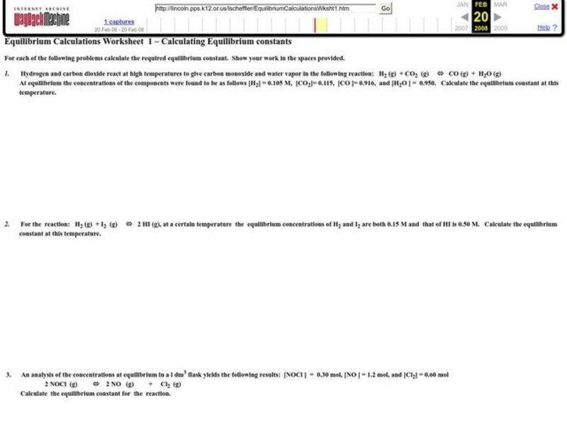 Calculating Equilibrium Constants Lesson Plan