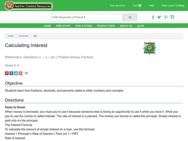Calculating Interest Lesson Plan