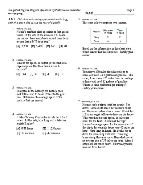 Calculating rates Worksheet