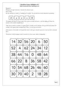 Calculator Game: Multiples of 2 Worksheet