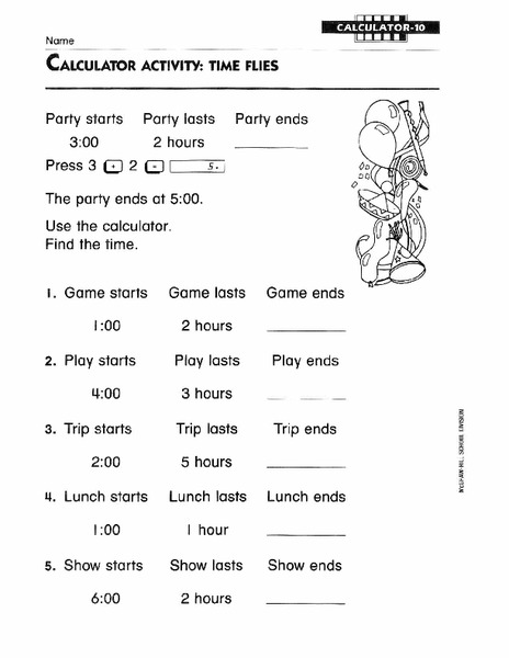 Calculator Activity: Time Flies Worksheet