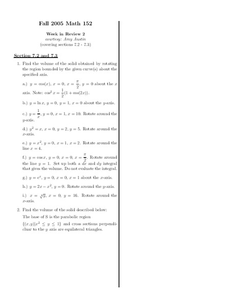 Calculus Review Worksheet