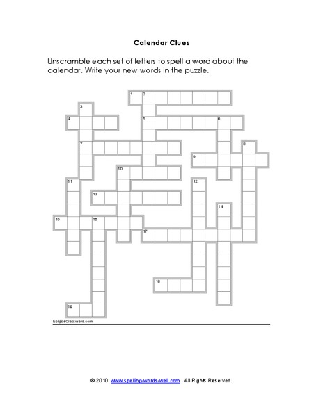 Calendar clues Worksheet