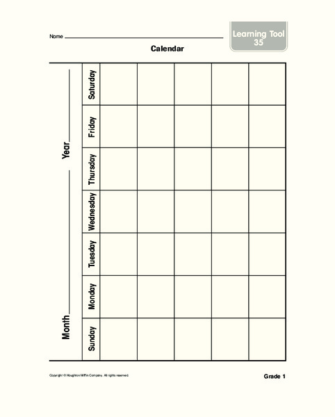 Calendar Worksheet