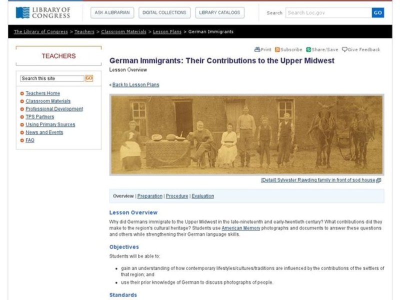 German Immigrants:Their Contributions to the Upper Midwest Lesson Plan