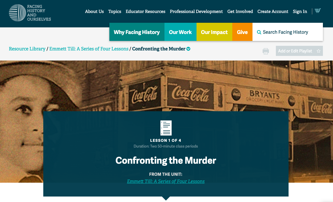 Emmett Till: Confronting the Murder Lesson Plan