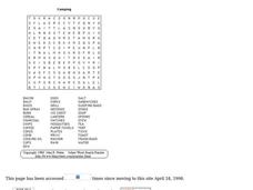 Camping Worksheet
