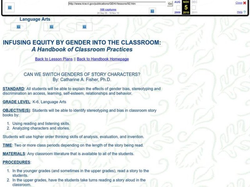 Can We Switch Genders of Story Characters? Lesson Plan