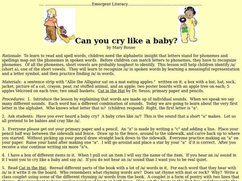 Can you cry like a baby? Lesson Plan