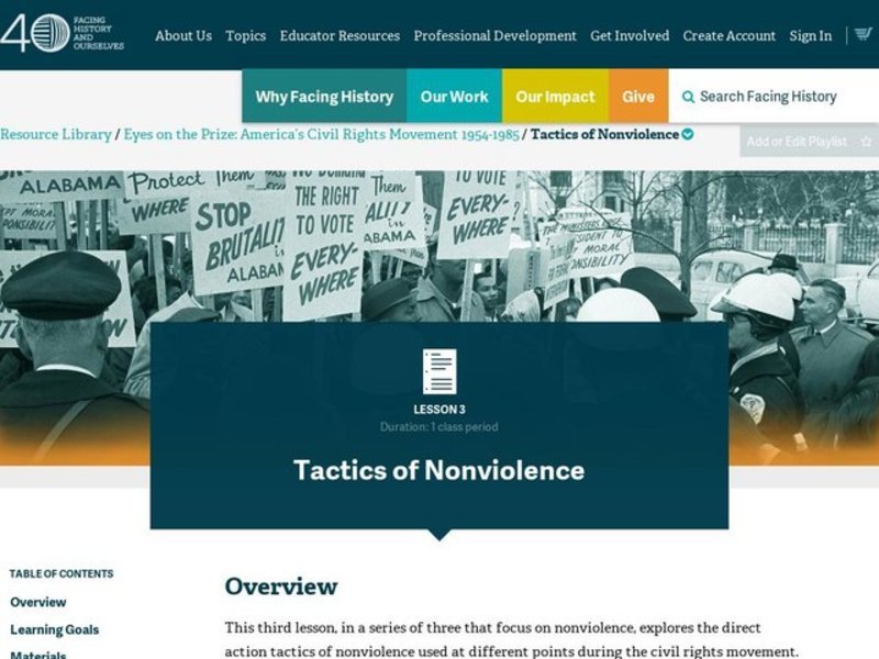 Tactics of Nonviolence Lesson Plan