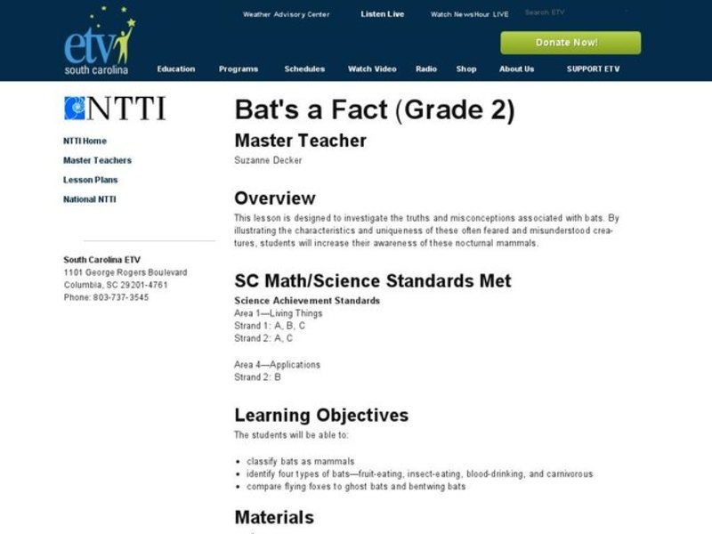 Bat's a Fact Lesson Plan
