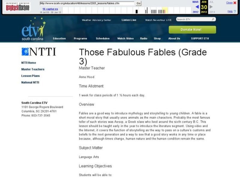 Those Fabulous Fables Lesson Plan
