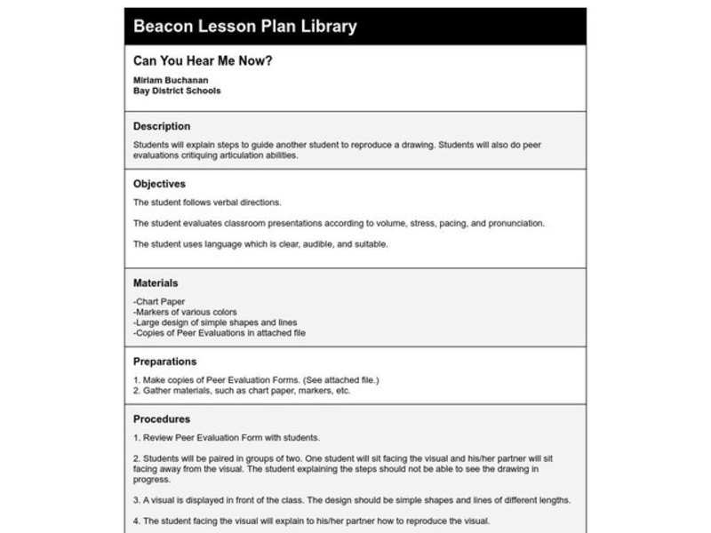 Can You Hear Me Now? Lesson Plan