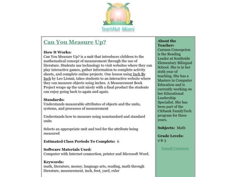 Can You Measure Up? Lesson Plan