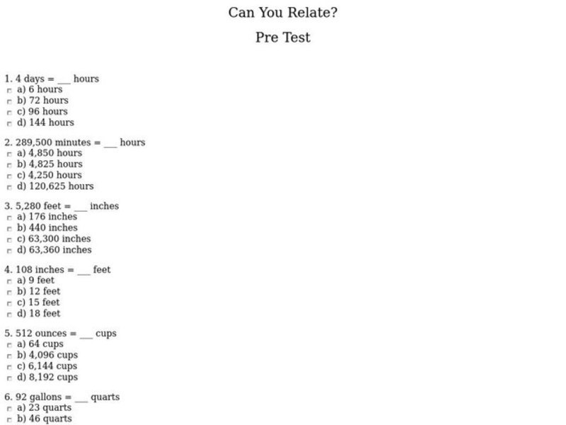 Can You Relate? Worksheet