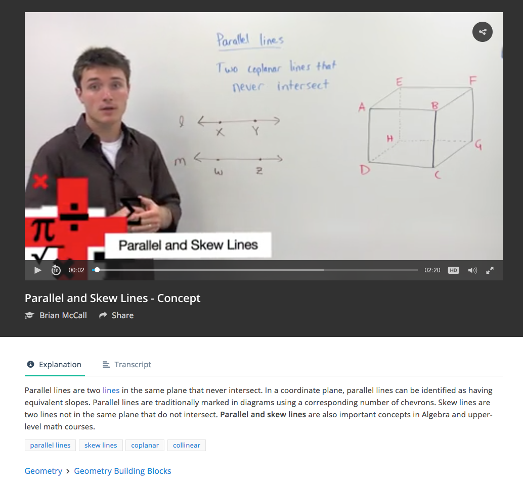 Parallel and Skew Lines Instructional Video