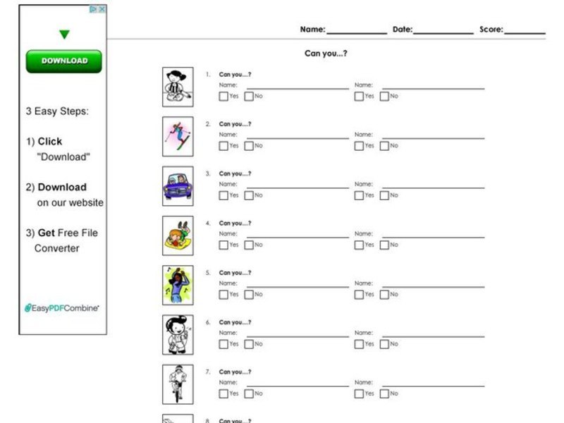 Can You...? Worksheet