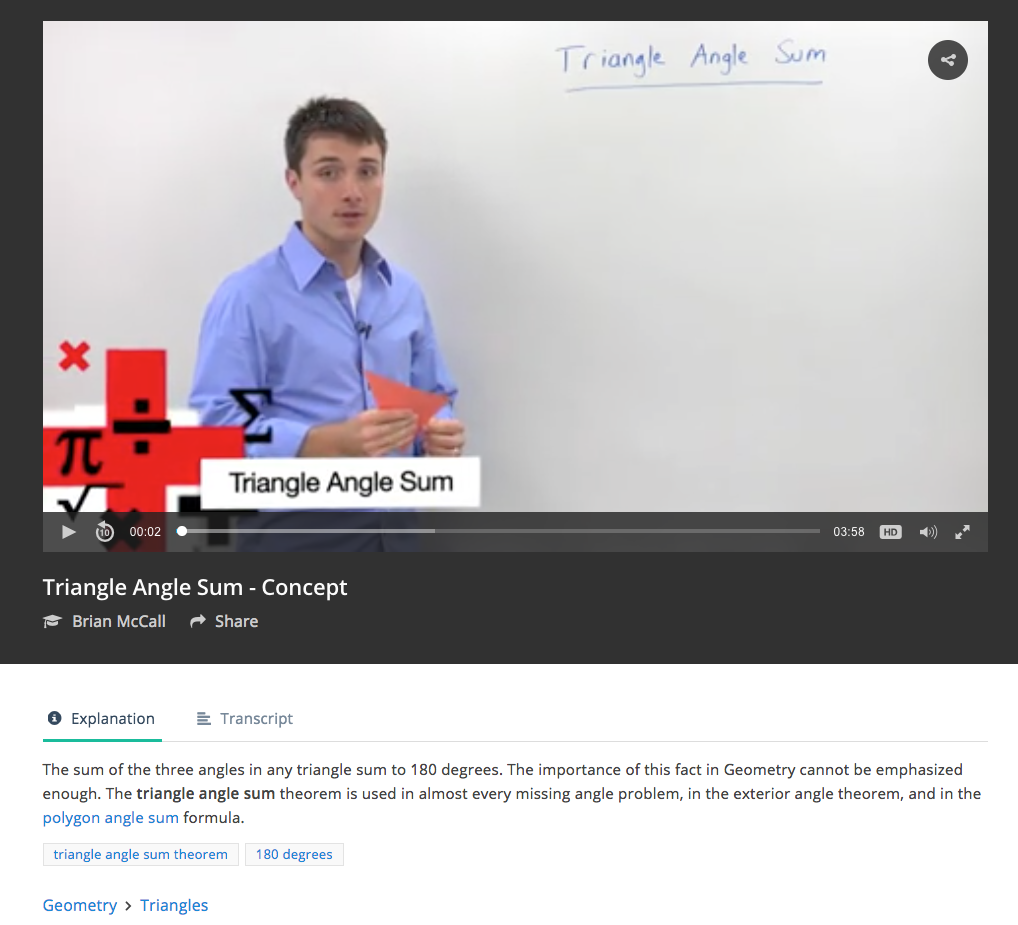 Triangle Angle Sum Instructional Video