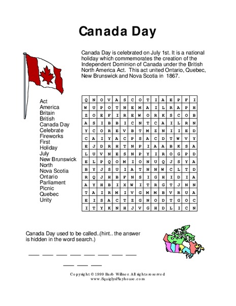 Canada Day Worksheet