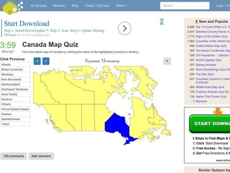 Canada Map Quiz Interactive