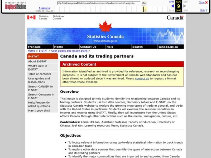 Canada and its Trading Partners Lesson Plan