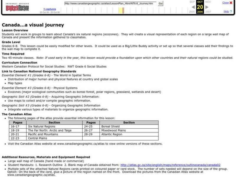 Canada...a Visual Journey Lesson Plan