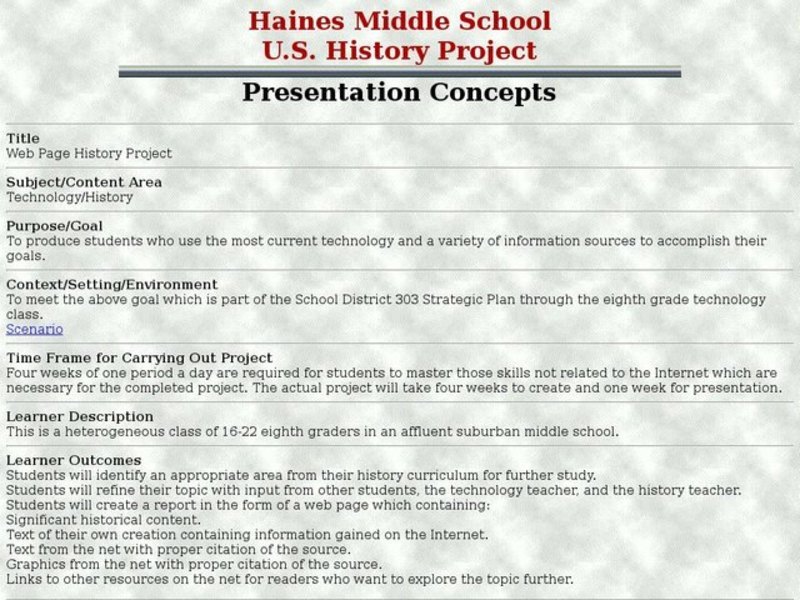 Web Page History Project Lesson Plan