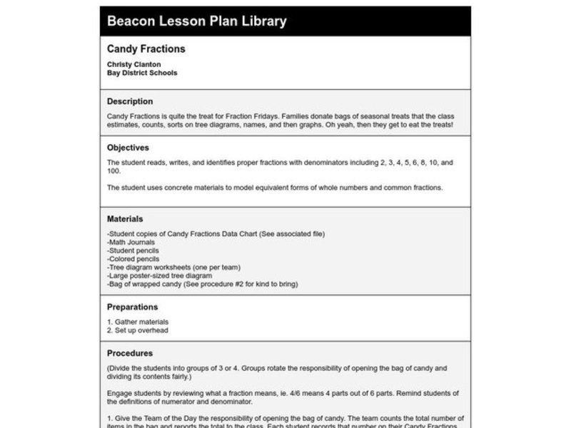 Candy Fractions Lesson Plan