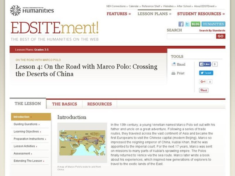 On the Road with Marco Polo: Crossing the Deserts of China Lesson Plan