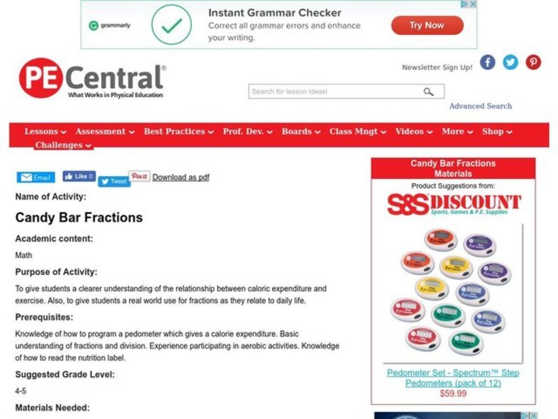Candy Bar Fractions Lesson Plan