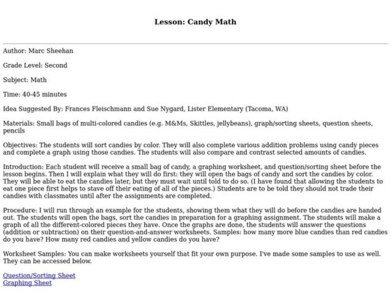 Candy Math Lesson Plan